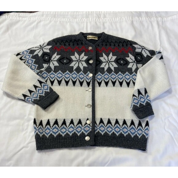 Vintage Lady Puritan Snowflake Cardigan Sweater Womens Size S/M Button Front - Picture 14 of 15